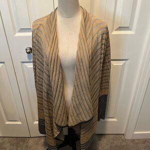 St John size M Striped Tan and Gray Women's Sweater